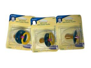 Gerber Newborn SOFT CENTER Soft Natural Latex Pacifiers 0m+ Green Lot Of 3 New!